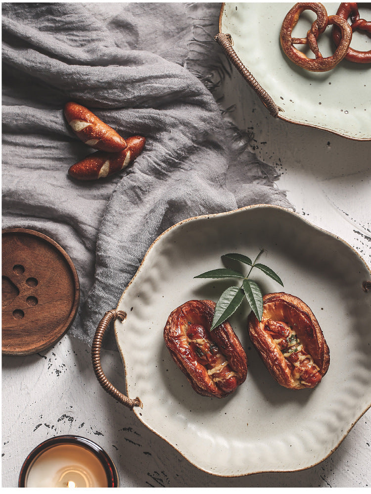 Rough Pottery Portable Fruit Plate