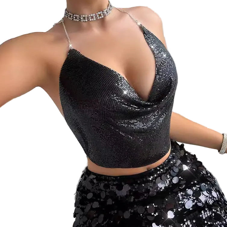 Metallic Chainmail Handkerchief Top
