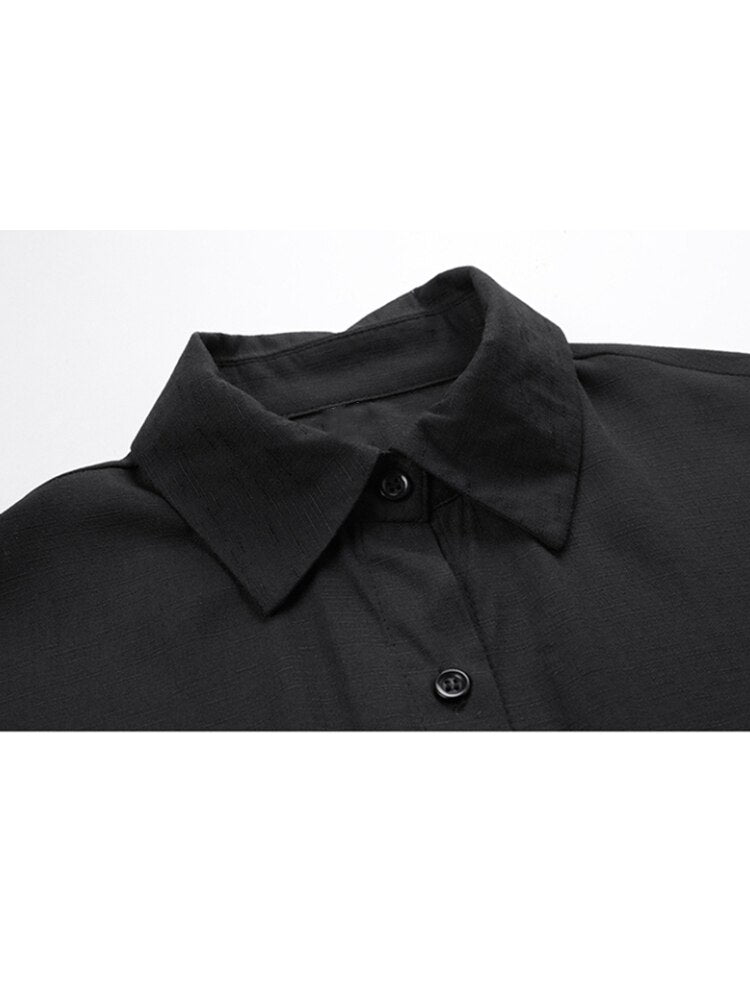 Fringed Hem Black Shirt