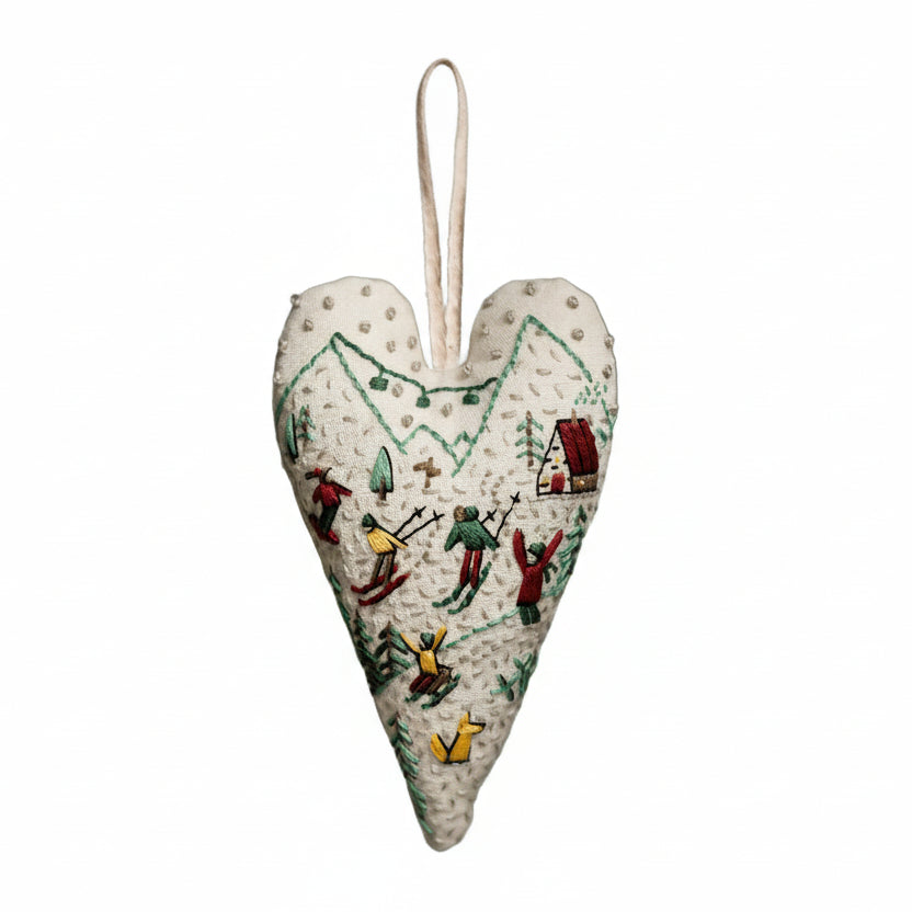 Heart-shaped Embroidery Christmas Decorative Pendant