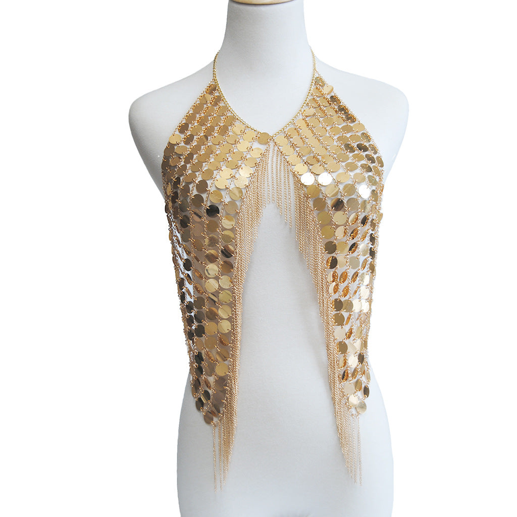 Handmade sequin body chain Top