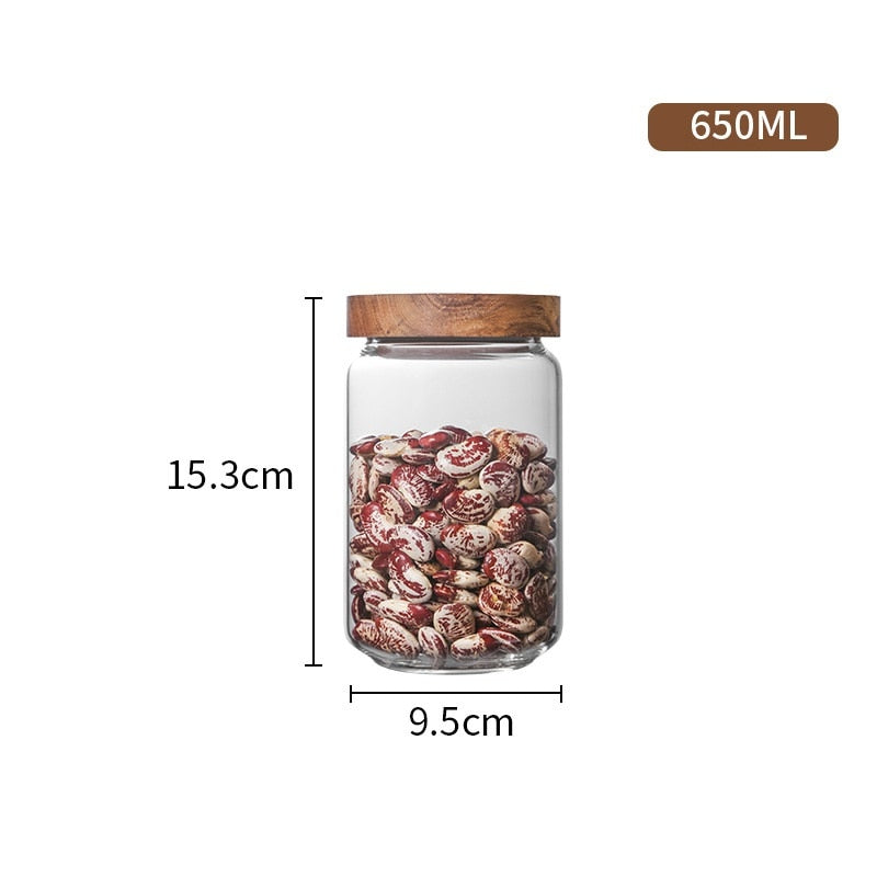 Kitchen Storage Wood Lid Glass