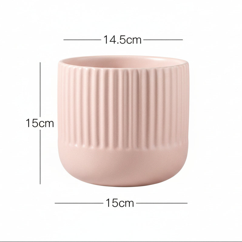 Matte Striped Ceramic Flower Pots