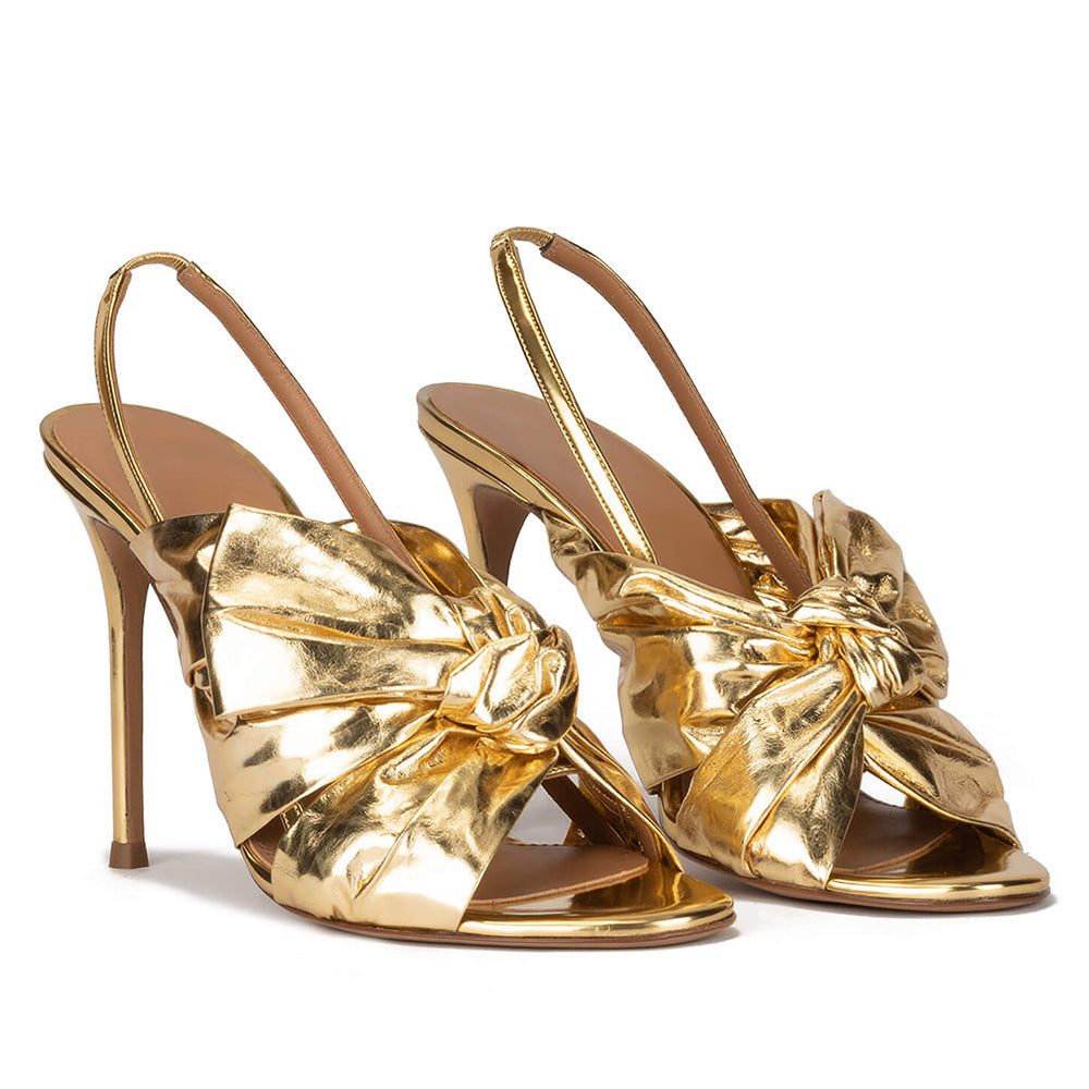 Gold Bow High Heel Mules
