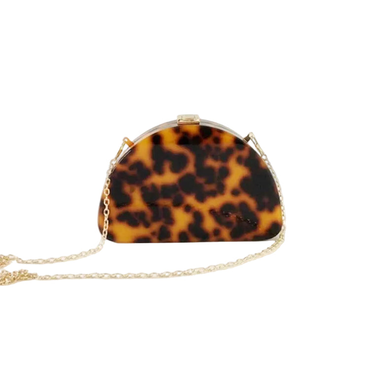 Leopard Print Semicircle Acrylic Handbag