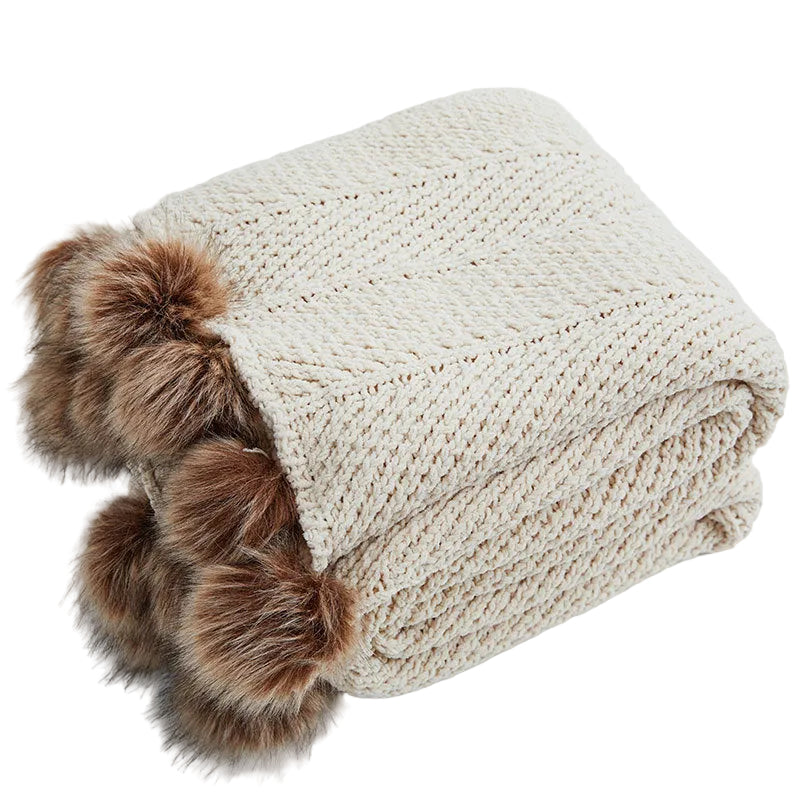 Faux Fur Knitted Bauble Blanket