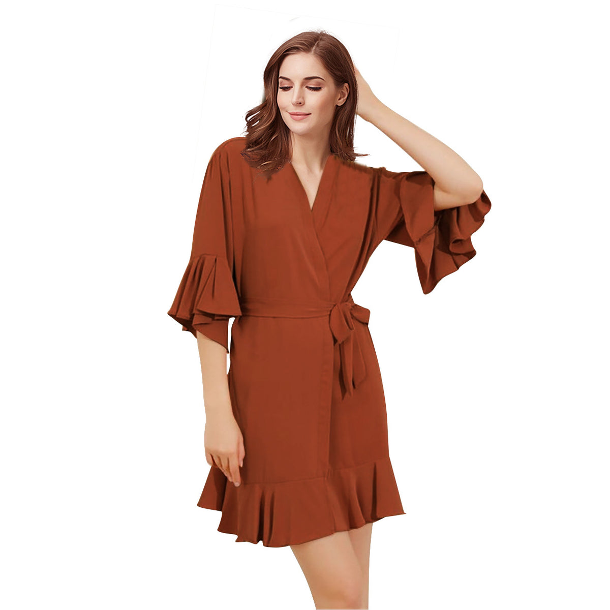 Pleated Hem Chiffon Robe