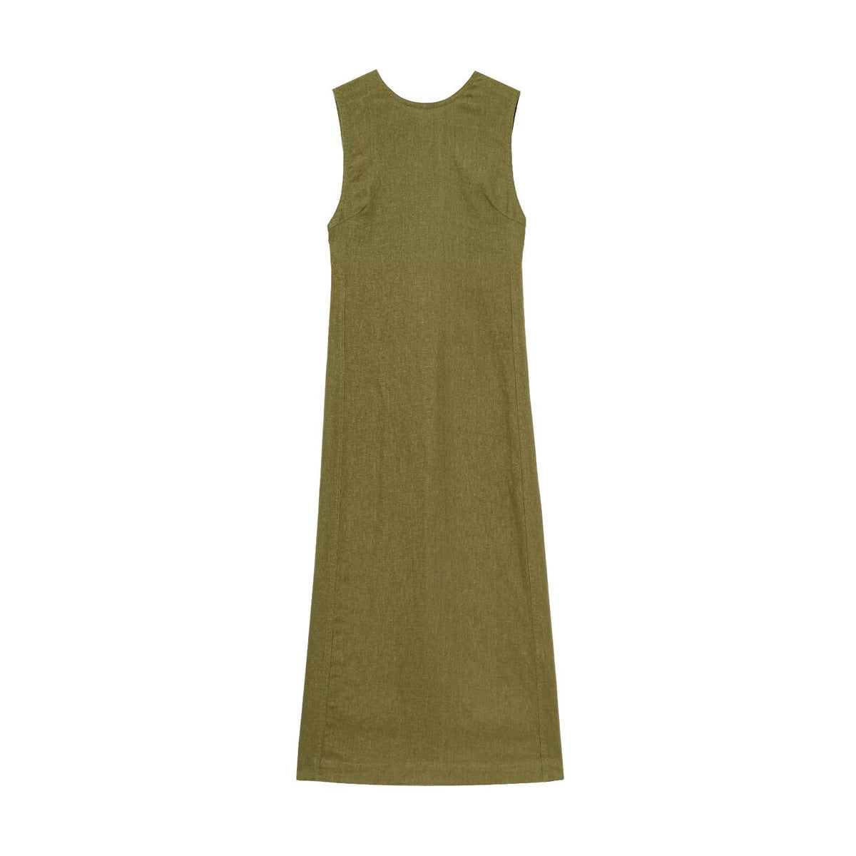 Women Linen Blend Midi Dress