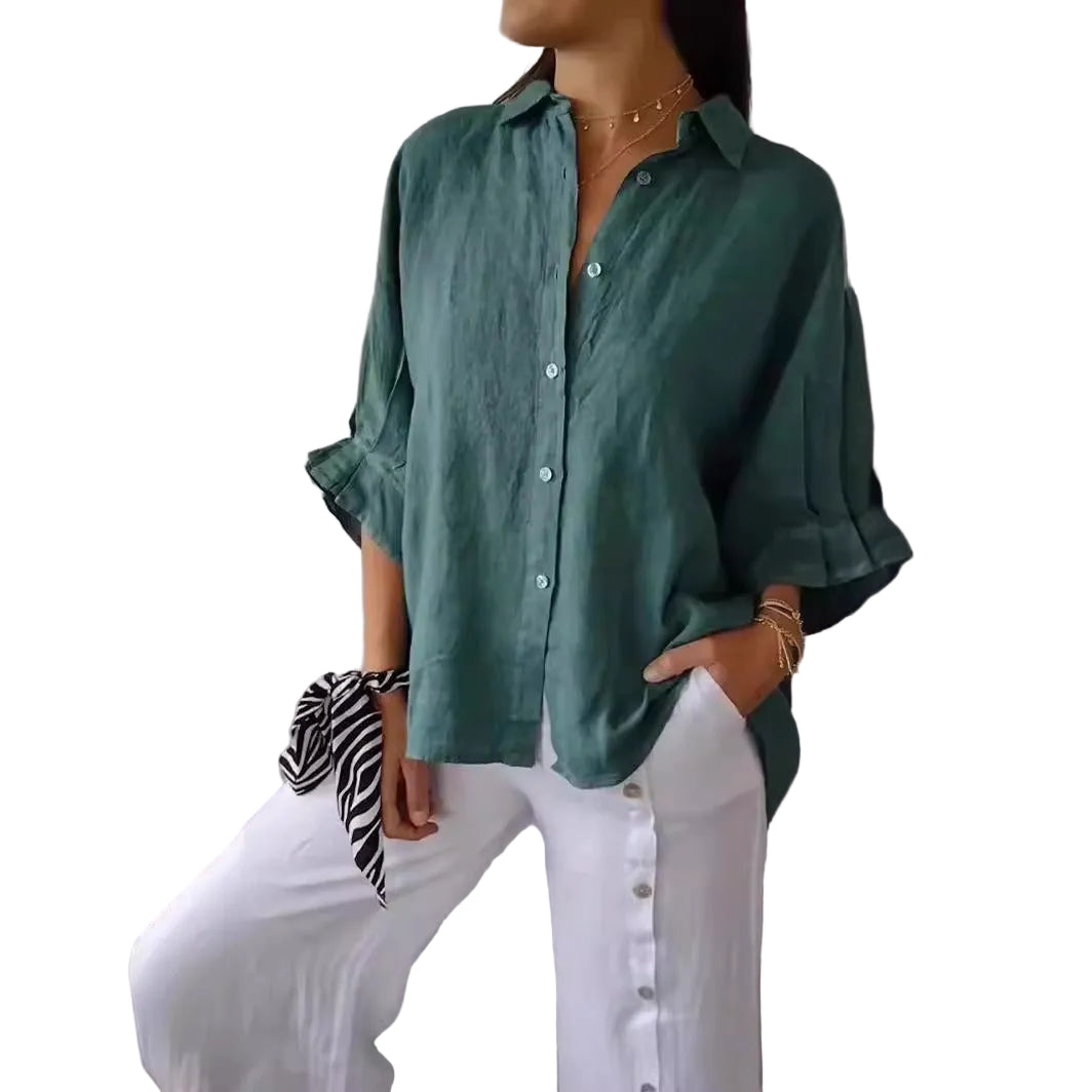 Linen Blend Tie Back Shirt