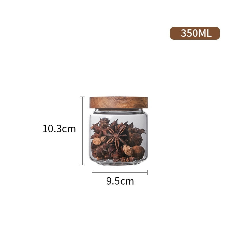 Kitchen Storage Wood Lid Glass