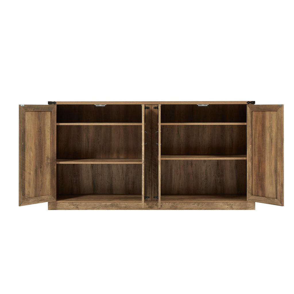 Rustic Oak Colour Faux Rattan Sideboard
