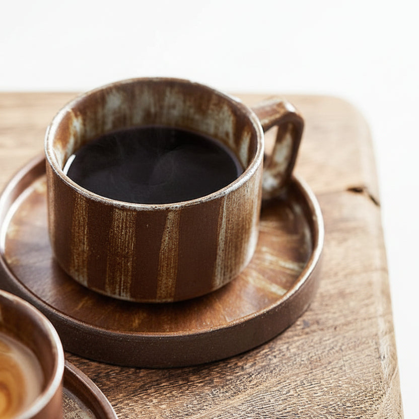 Retro Coffee Cups And Saucers Set