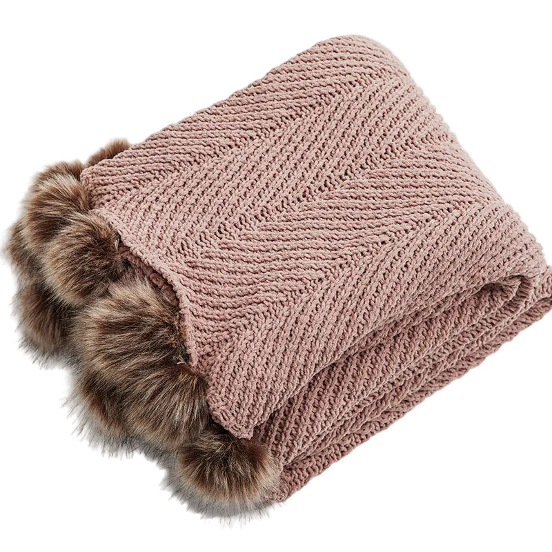 Faux Fur Knitted Bauble Blanket