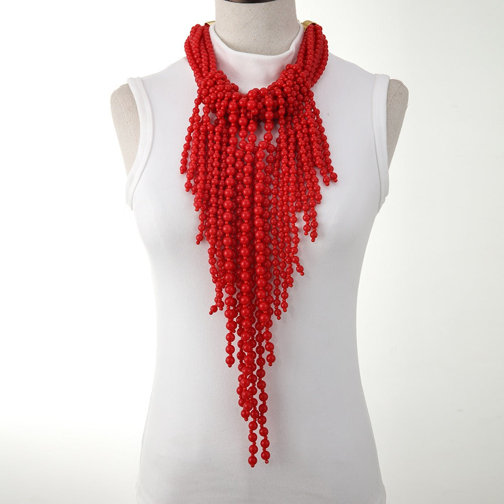 Bohemian beaded hand-woven necklace