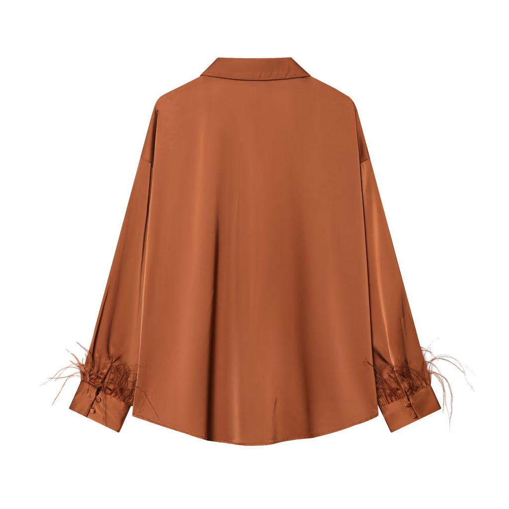 Satin Feather Rim Shirt
