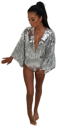 Sequin Low Cut Body Suit