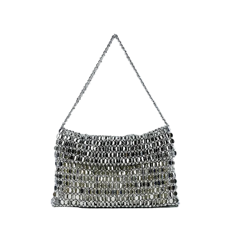 Retro Metal Sequin Silver Bag