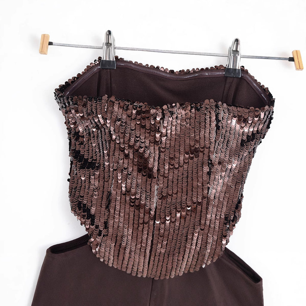 Hollow Waist Sequin Dress