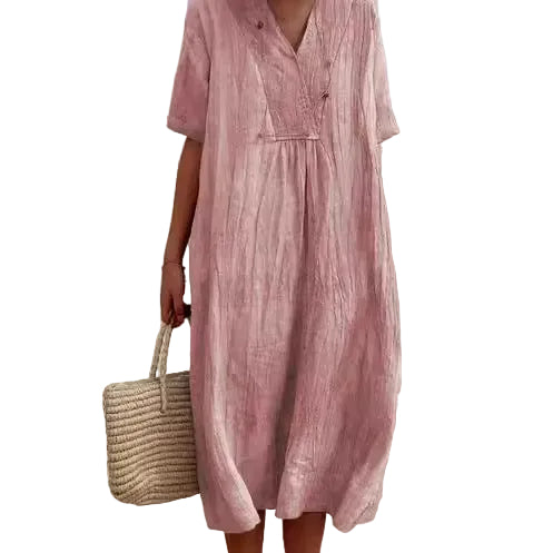 Cotton Blend Soft Drape Midi Dress