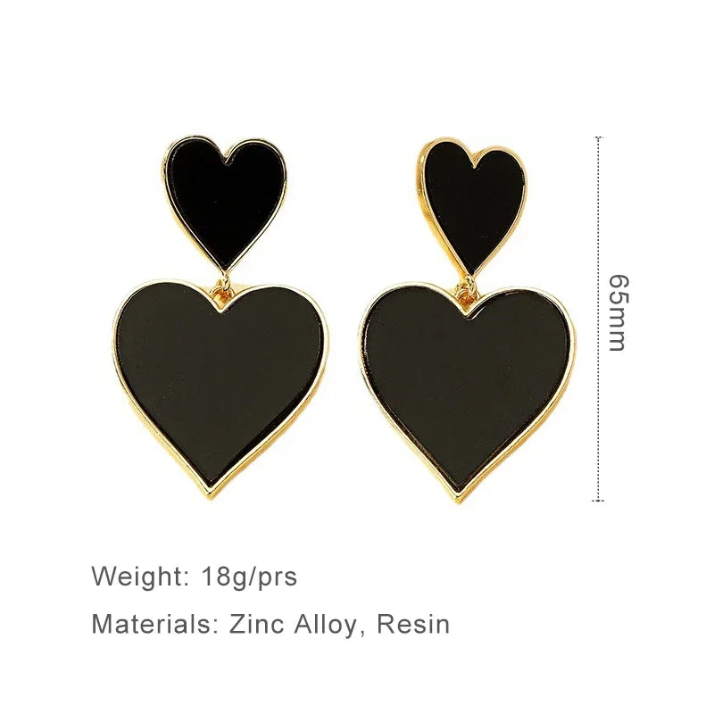 Large Metal Heart Drop Earrings