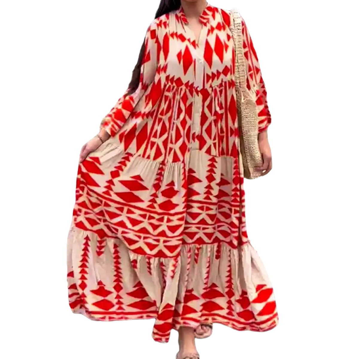 Bohemian printed shirt dress