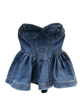 Denim Peplum Sweetheart Top