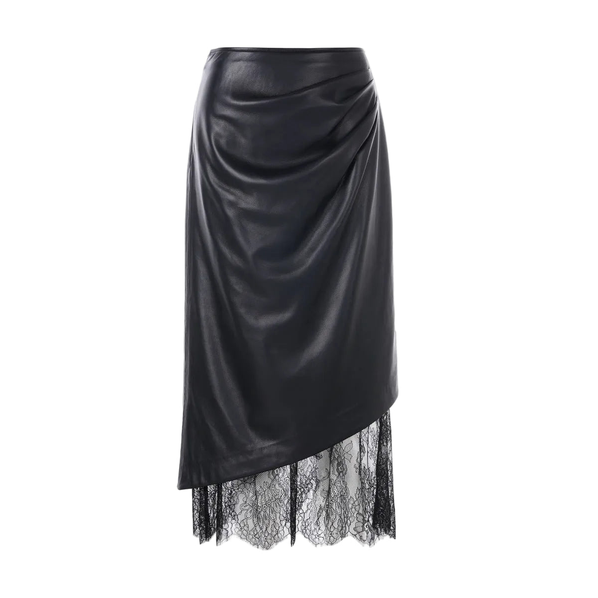 Lace Rim Leather Look Skirt