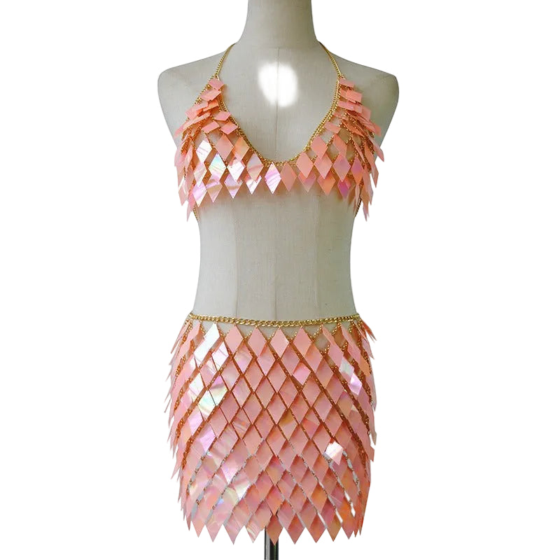 Multi layer Rhombus Tassel Chain Set
