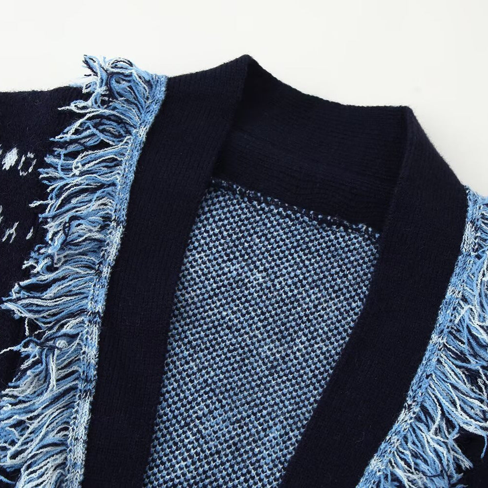 Tassel Shawl Knitted Cardigan