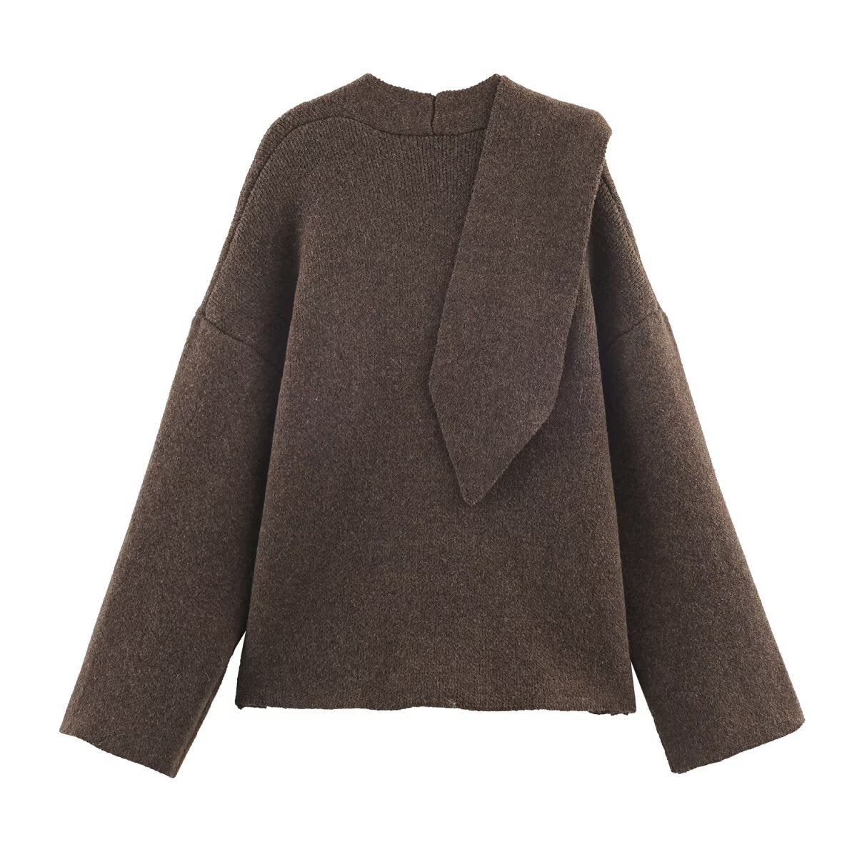 Scarf Collar Knitted Jumper