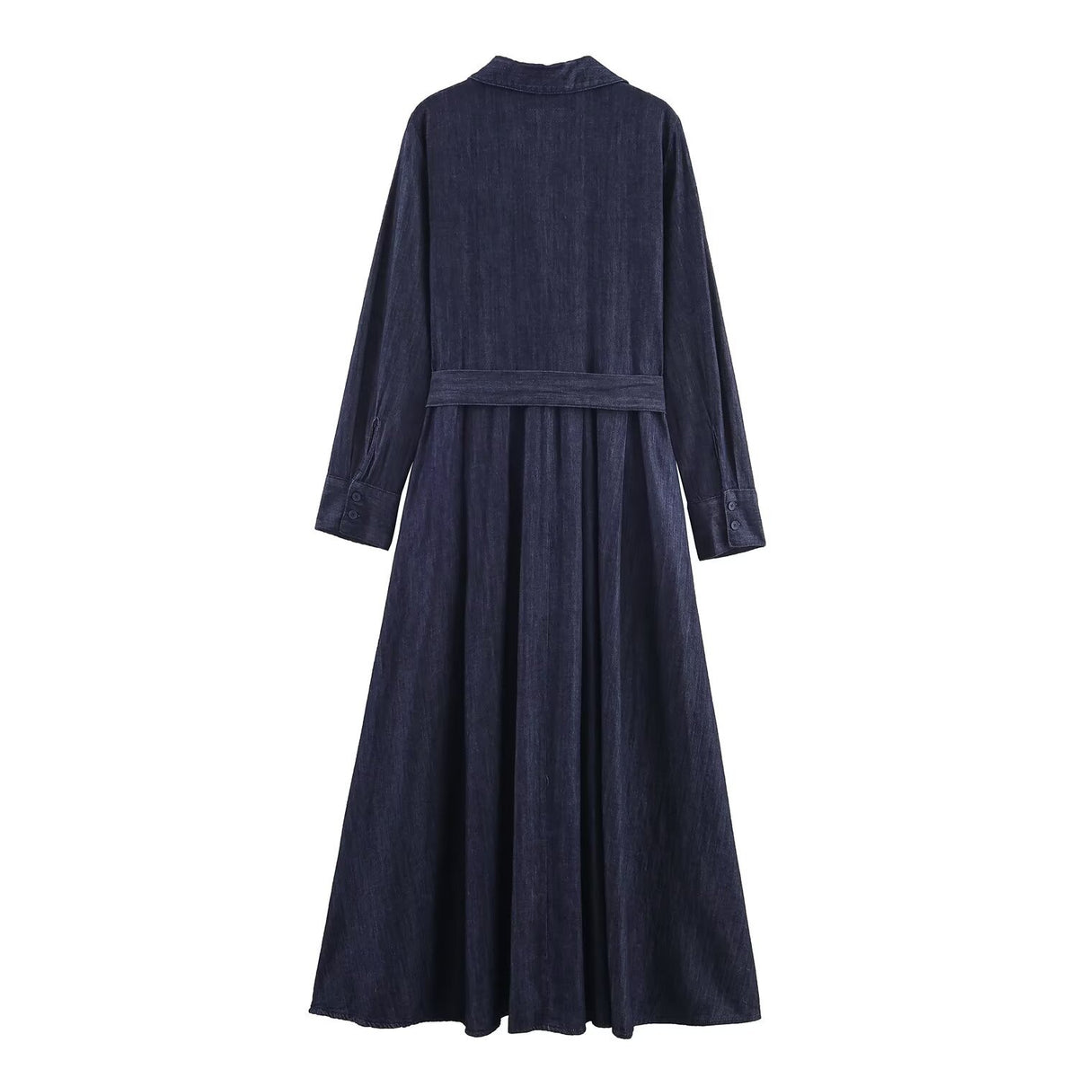 Denim A-line Belted Dress