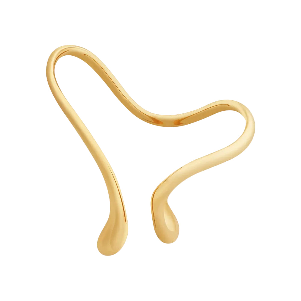 Irregular Open Palm Bangle For Women Plated Gold