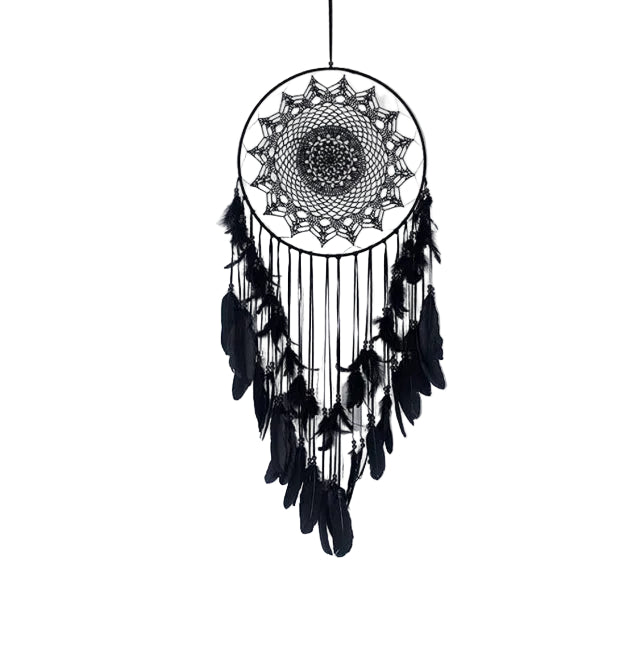 Large Black Feather Lace Dream Catcher