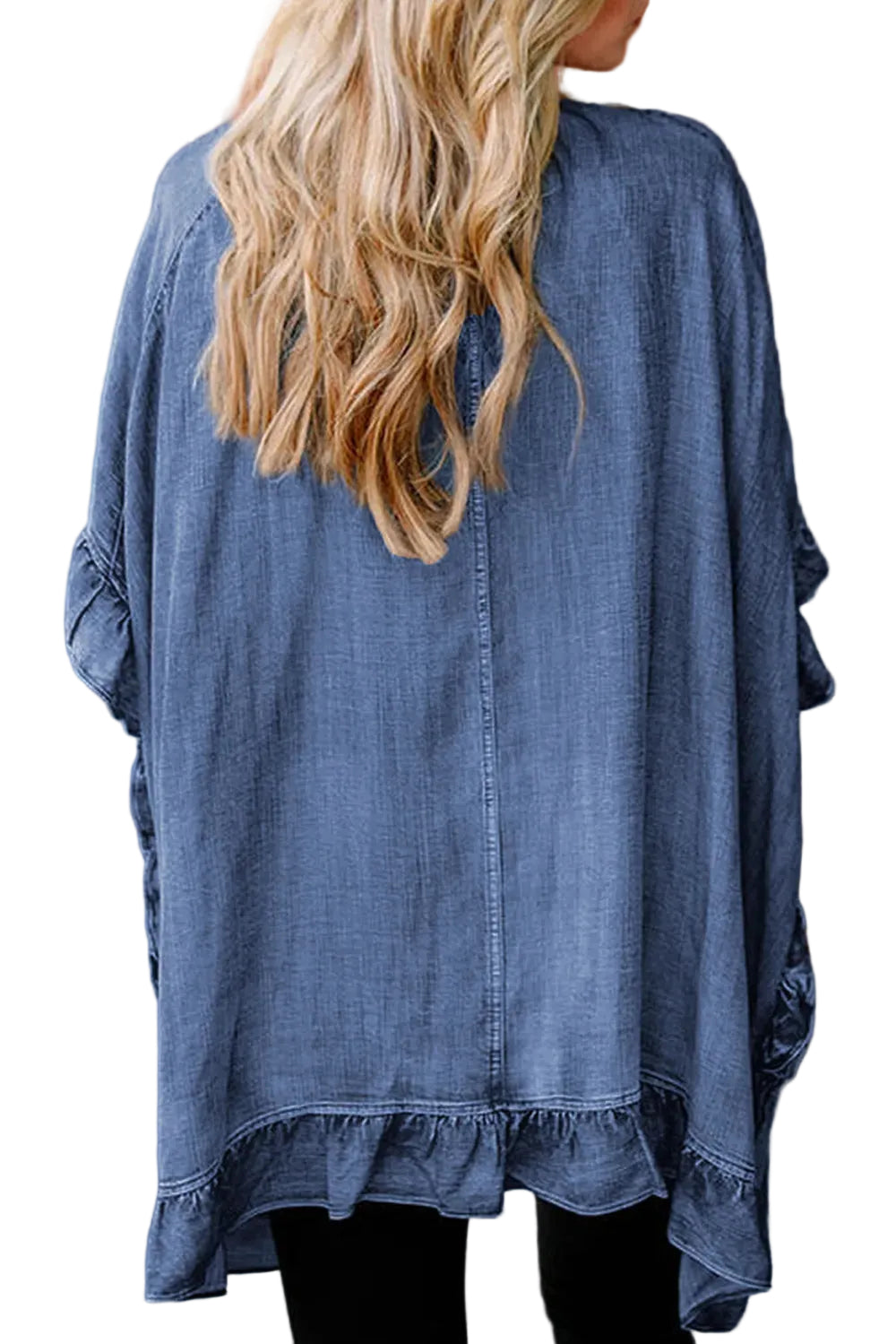 Ruffled Denim Kimono