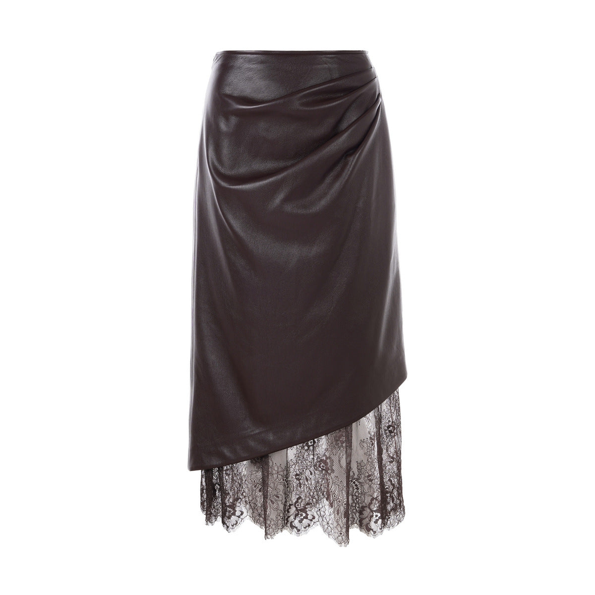 Lace Rim Leather Look Skirt