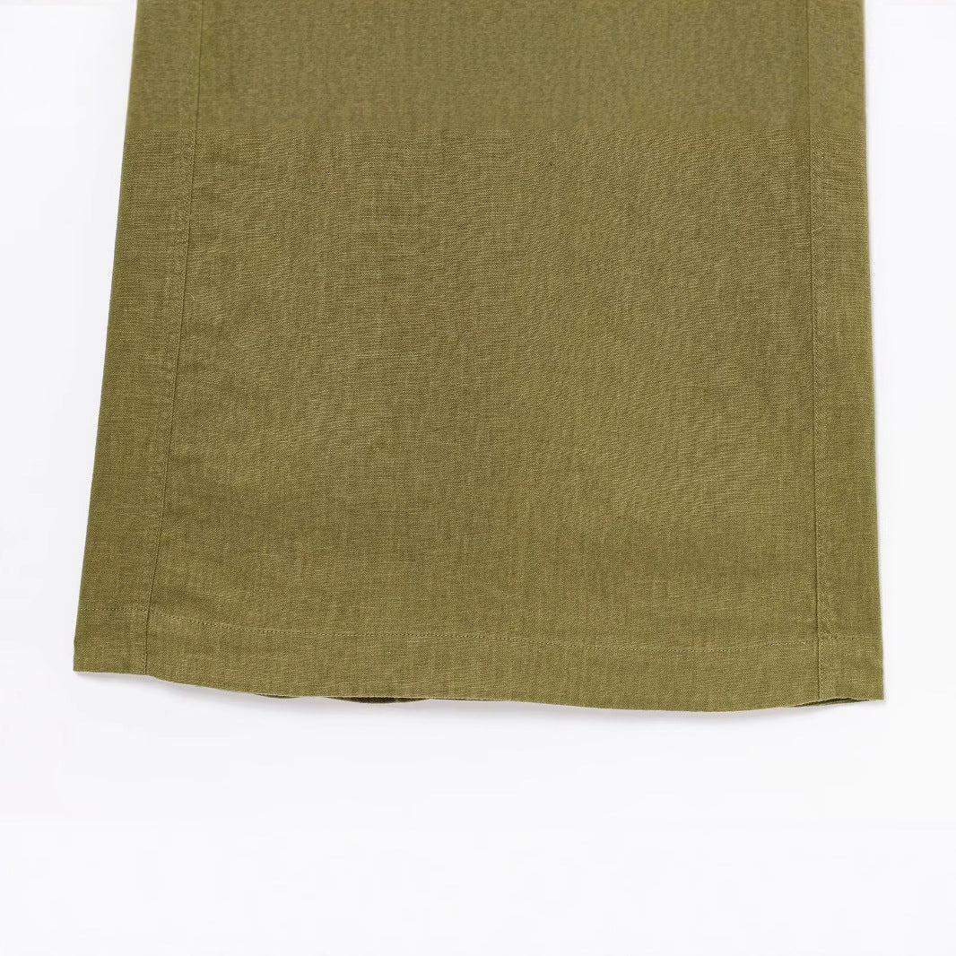 Women Linen Blend Midi Dress