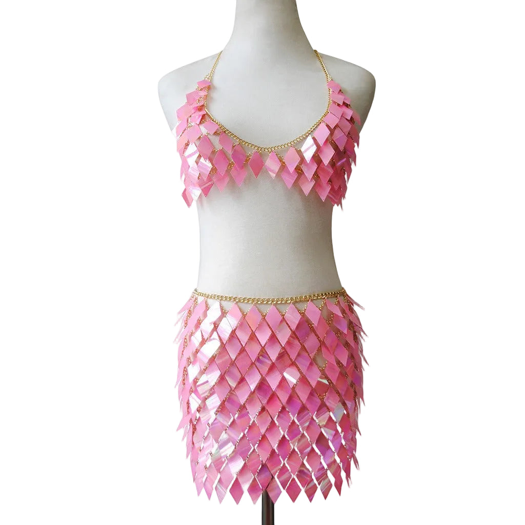 Multi layer Rhombus Tassel Chain Set