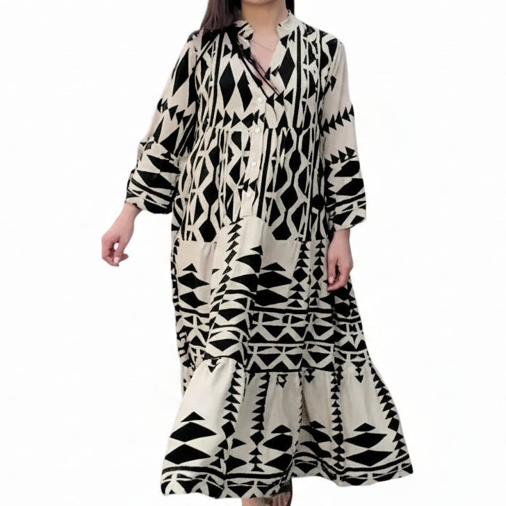 Bohemian printed shirt dress