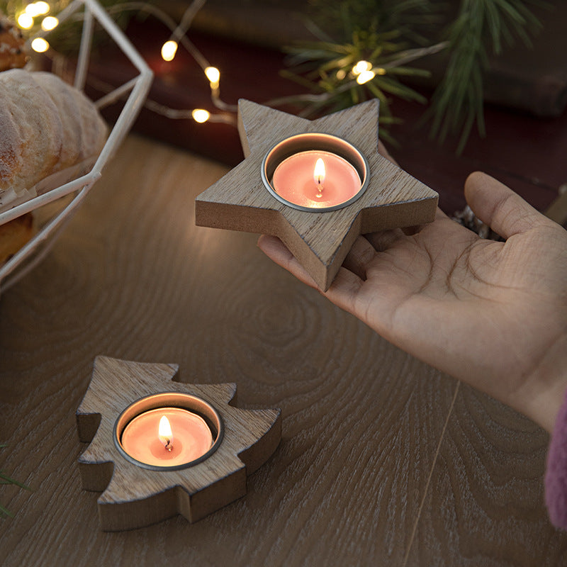 Wooden Snowflake Candle Holder