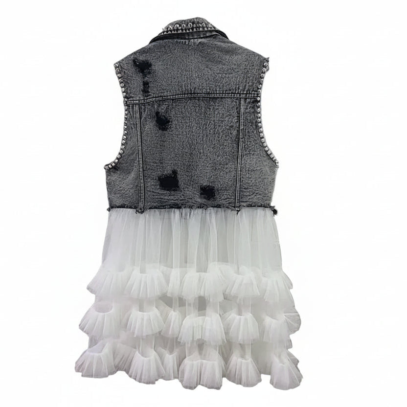 Denim Waistcoat Multi Layer Dress