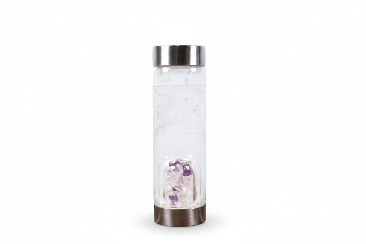 Natural Crystal Quartz Gemstone Water Bottle 500ml