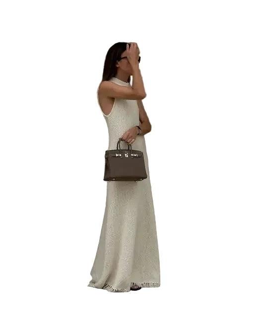 Sleeveless Tassel Knitted Maxi