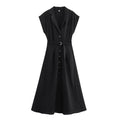 Linen Blend Midi Shirt Dress