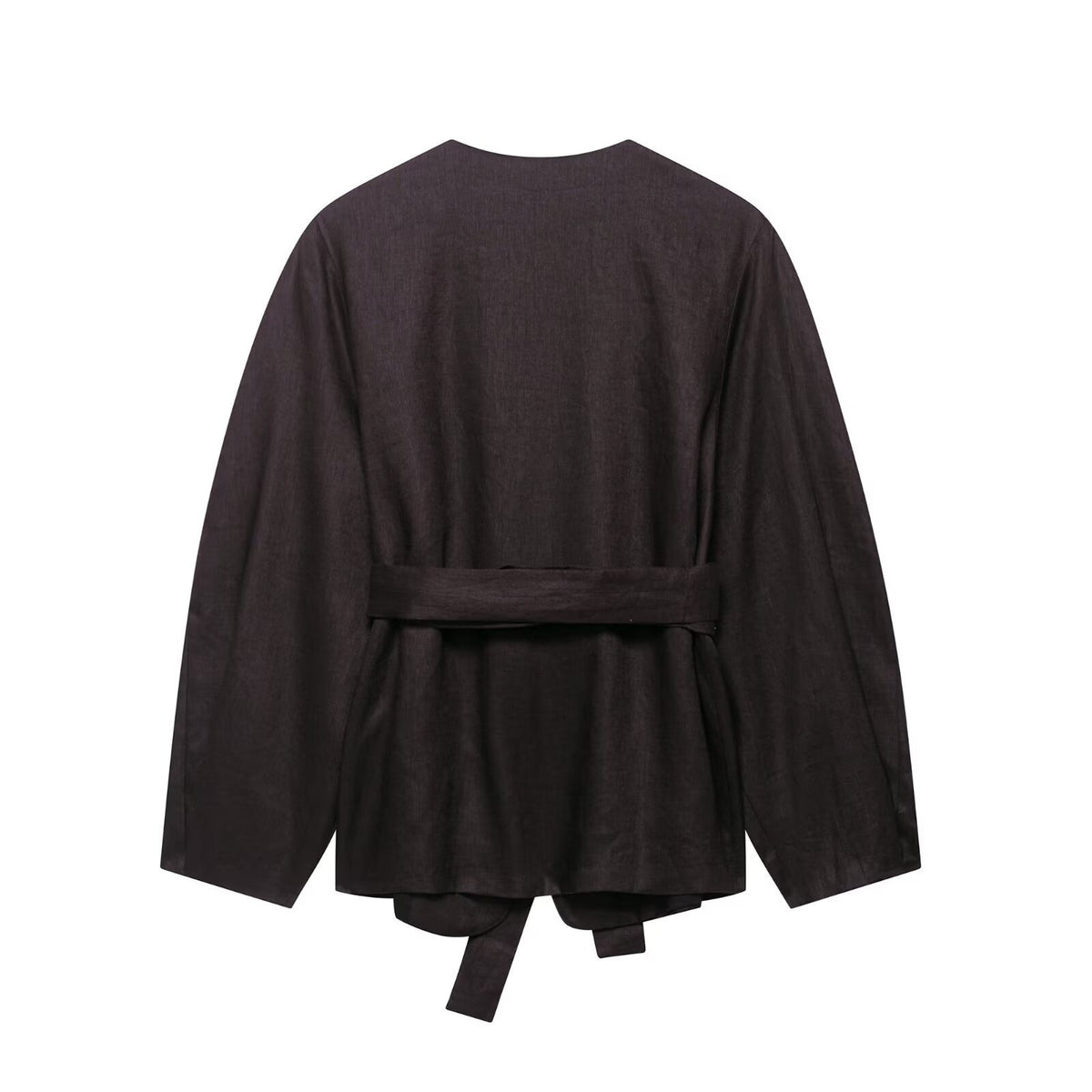 Women's Linen Waist Belt Kimono-style Outerwear + Linen Balloon Pants