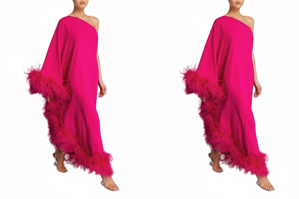 Feather Flare Sleeve Dress