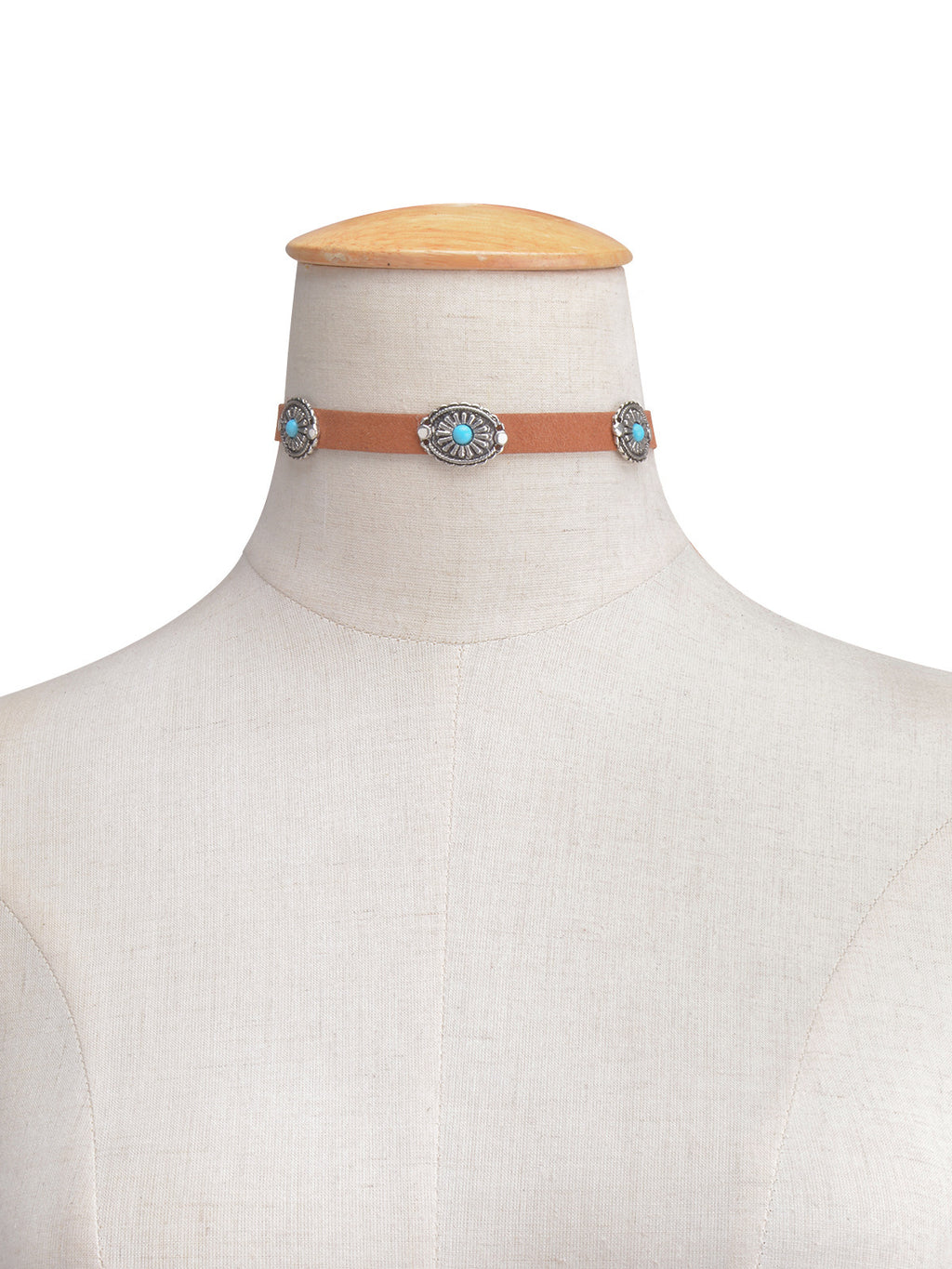 Bohemian Retro Metal Flower Plate Turquoise Necklace
