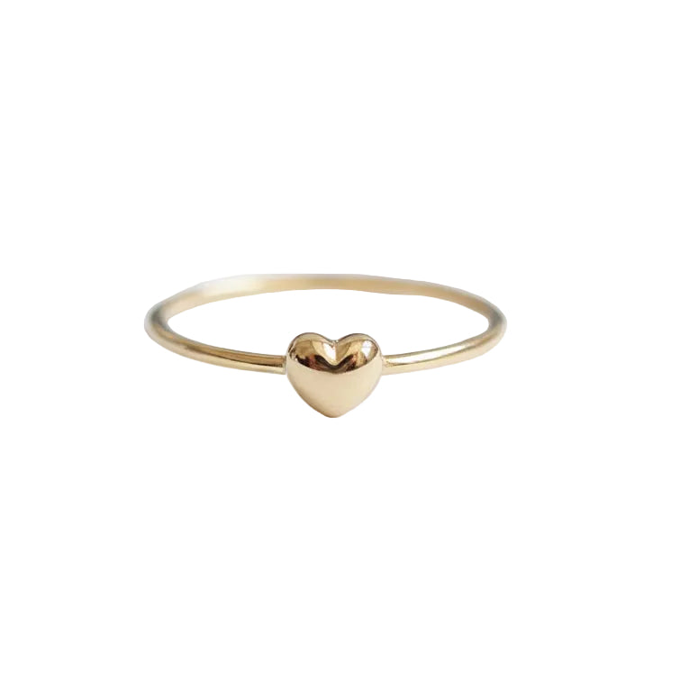 925 Sterling Silver Plated 14K Gold Heart Ring