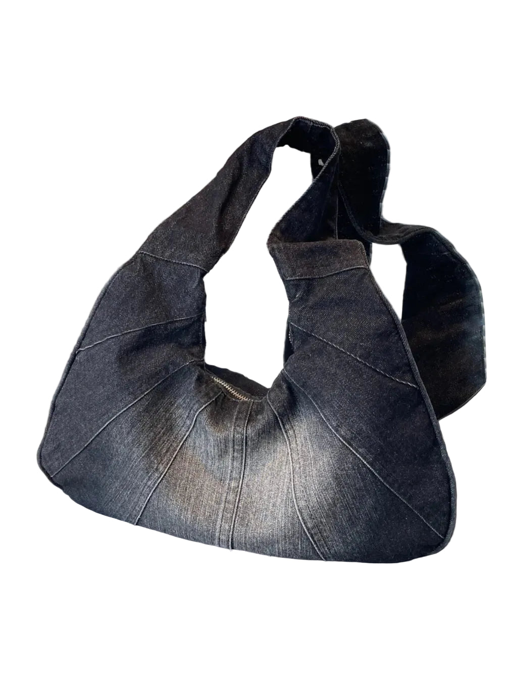 Crescent Shaped Denim Shoulder Bag