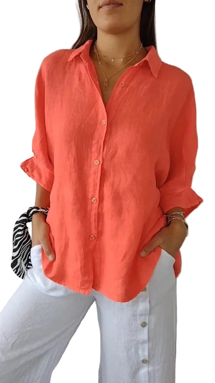 Linen Blend Tie Back Shirt