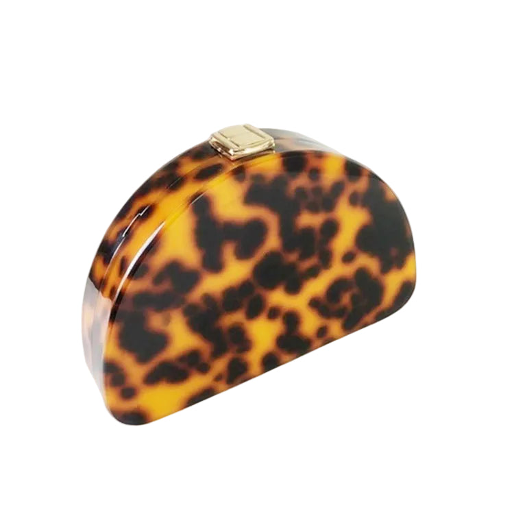Leopard Print Semicircle Acrylic Handbag